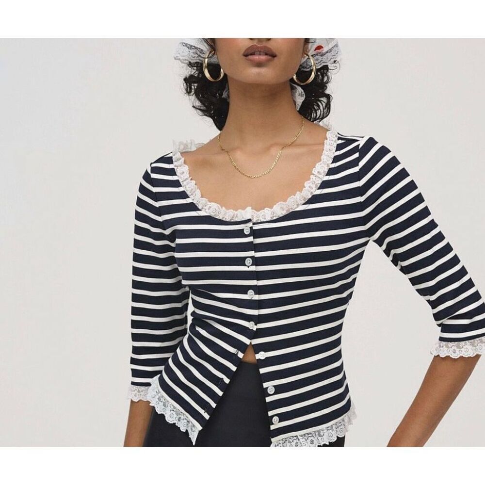 Suzette Stripe Cardigan - For Love & Lemons size L